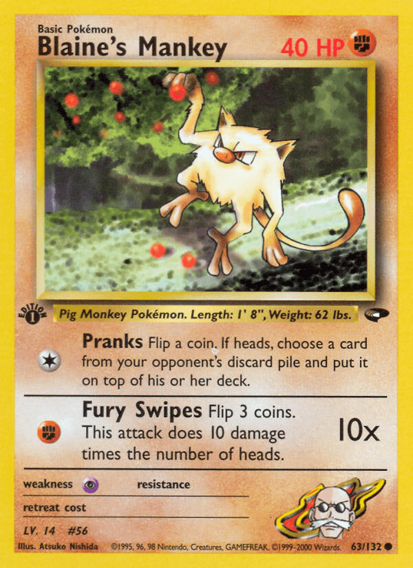 Blaine's Mankey (63/132) [Gym Challenge 1st Edition] - Doe's Cards