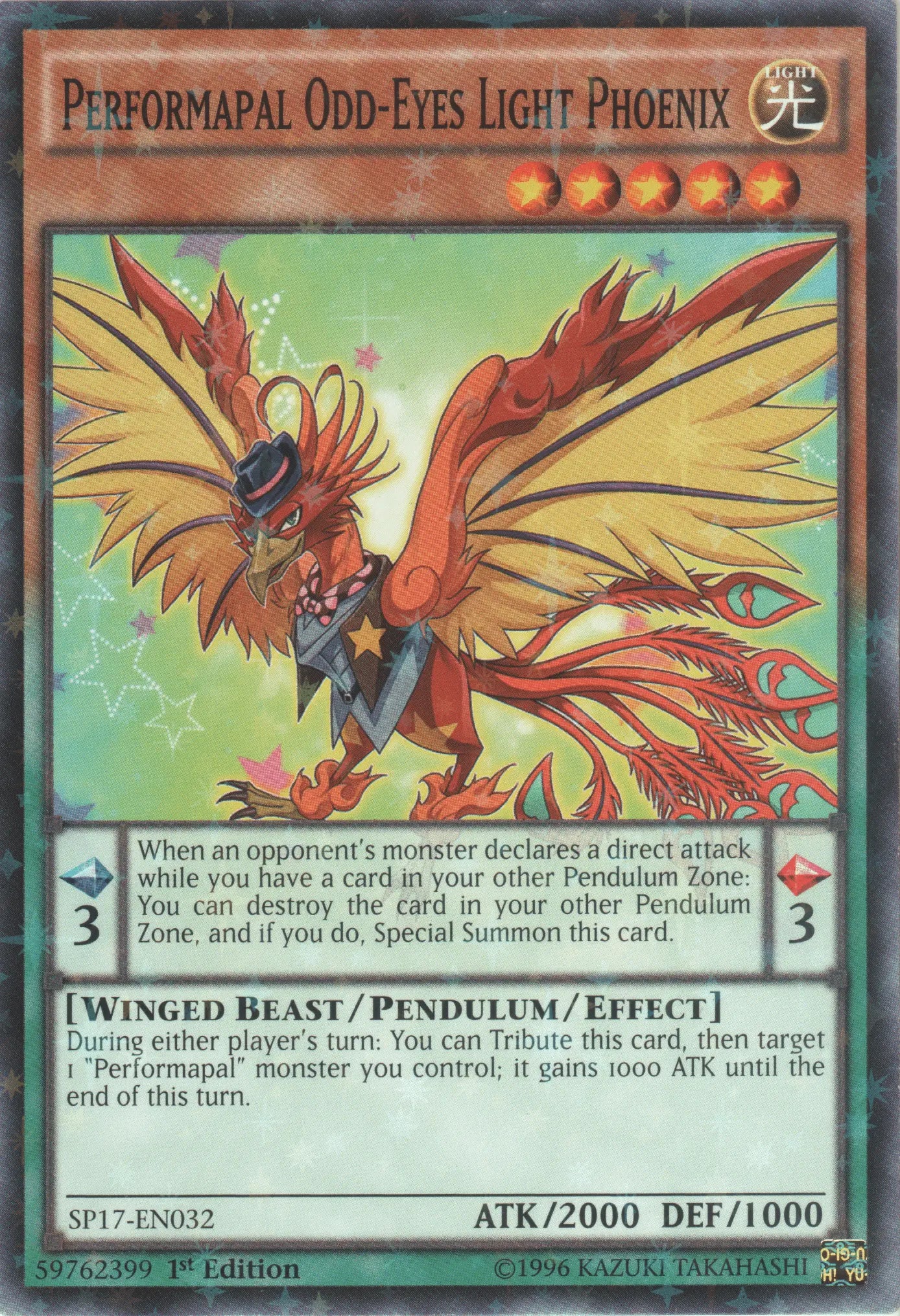 Performapal Odd-Eyes Light Phoenix [SP17-EN032] Starfoil Rare - Doe's Cards