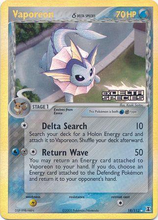 Vaporeon (18/113) (Delta Species) (Stamped) [EX: Delta Species] - Doe's Cards