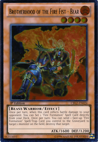 Brotherhood of the Fire Fist - Bear [CBLZ-EN024] Ultimate Rare - Doe's Cards