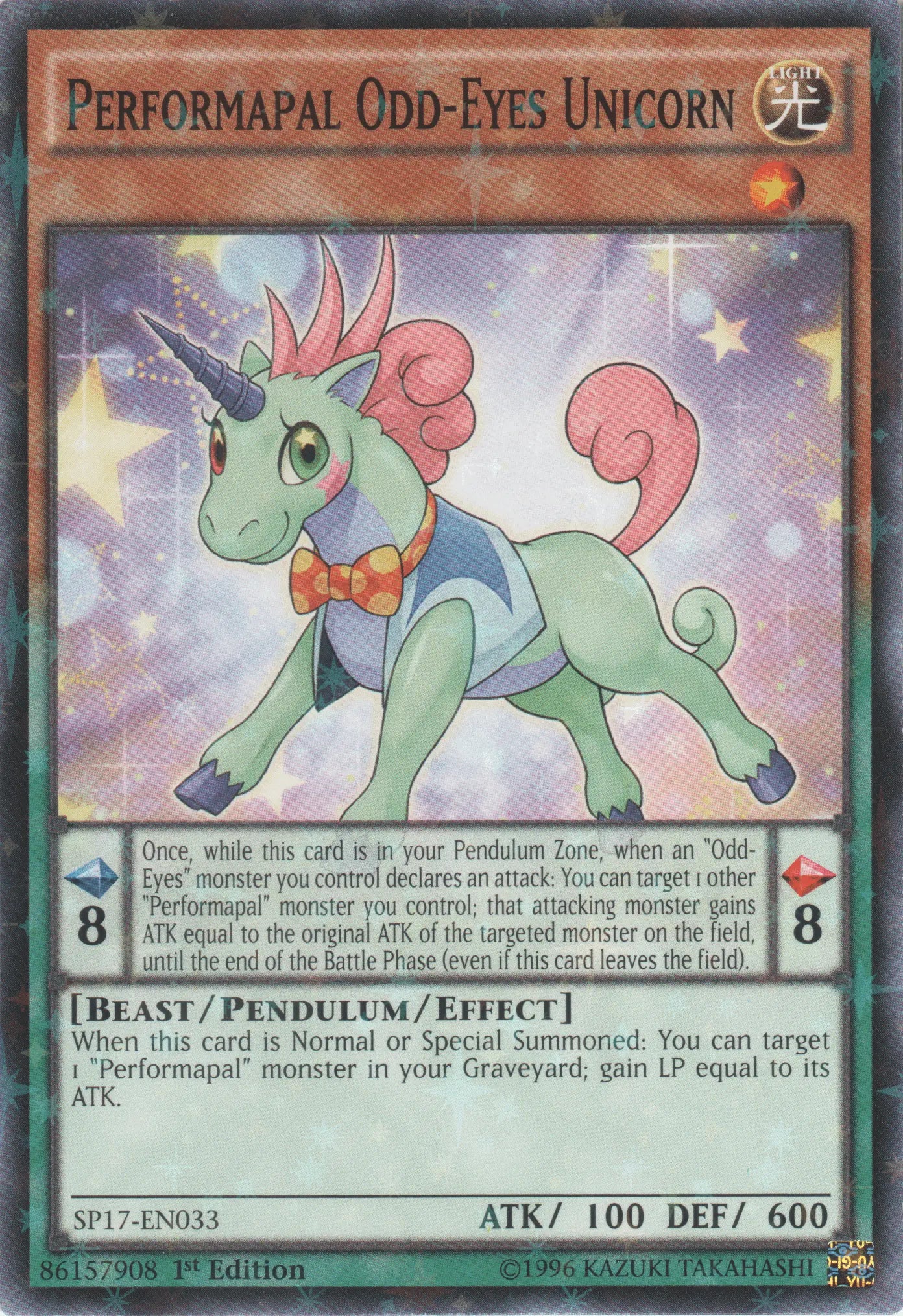 Performapal Odd-Eyes Unicorn [SP17-EN033] Starfoil Rare - Doe's Cards