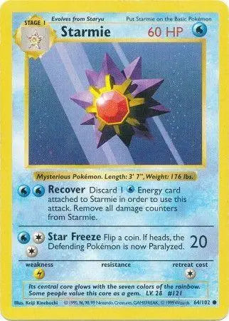 Starmie (64/102) [Base Set Shadowless Unlimited] - Doe's Cards
