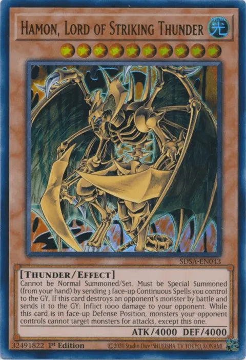 Hamon, Lord of Striking Thunder [SDSA-EN043] Ultra Rare - Doe's Cards