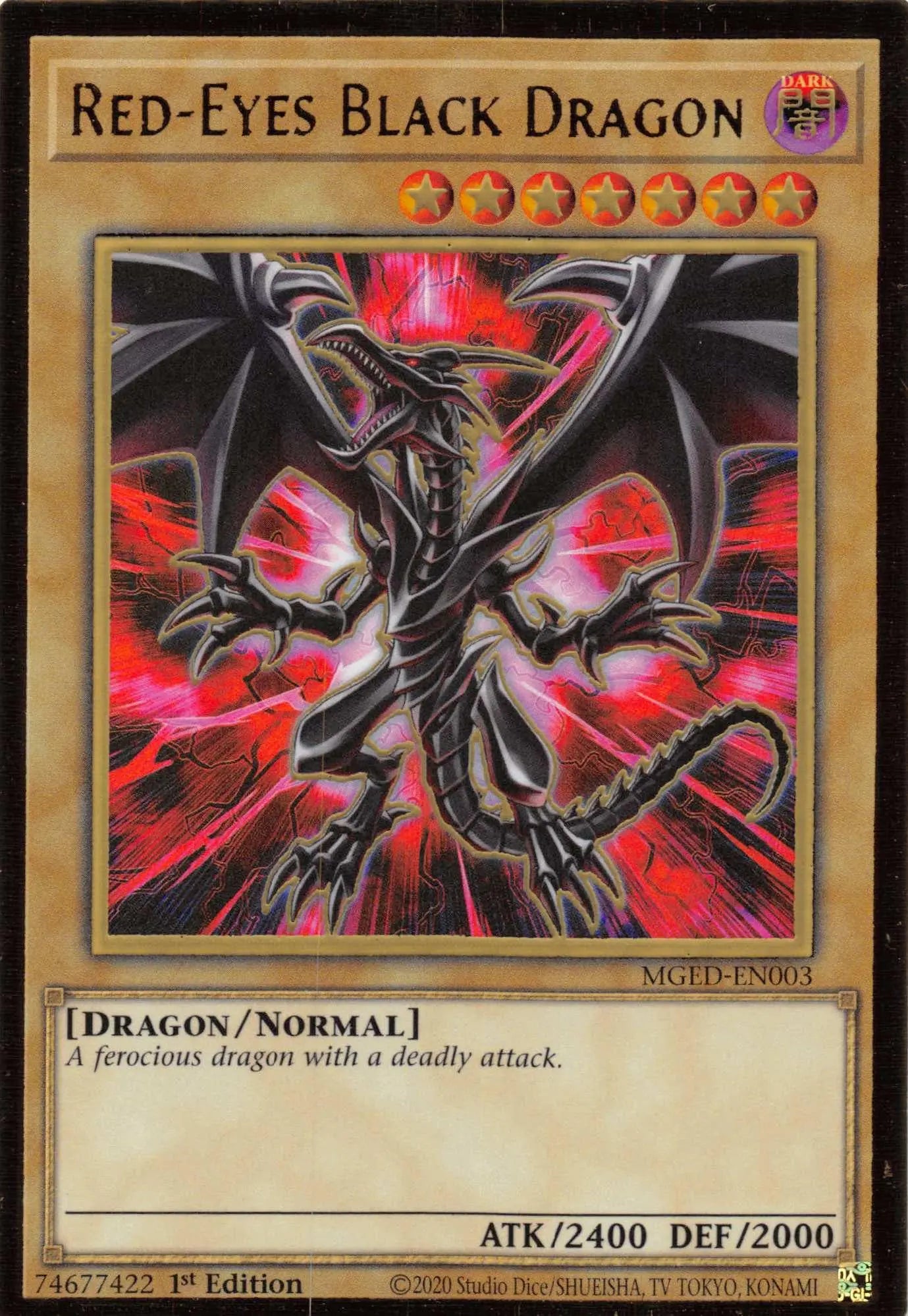 Red-Eyes Black Dragon (Alternate Art) [MGED-EN003] Gold Rare - Doe's Cards