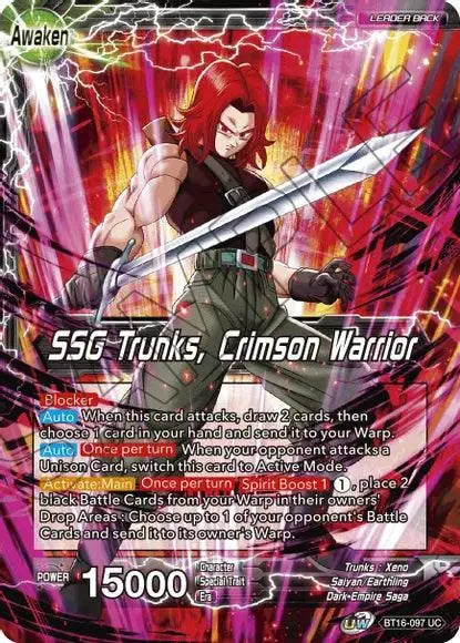 Trunks // SSG Trunks, Crimson Warrior (BT16-097) [Realm of the Gods] - Doe's Cards
