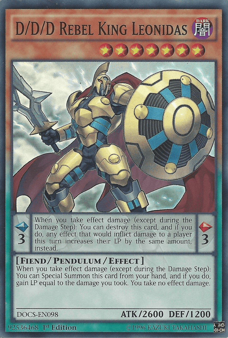 D/D/D Rebel King Leonidas [DOCS-EN098] Super Rare - Doe's Cards