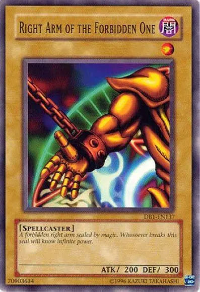 Right Arm of the Forbidden One [DB1-EN137] Common - Doe's Cards
