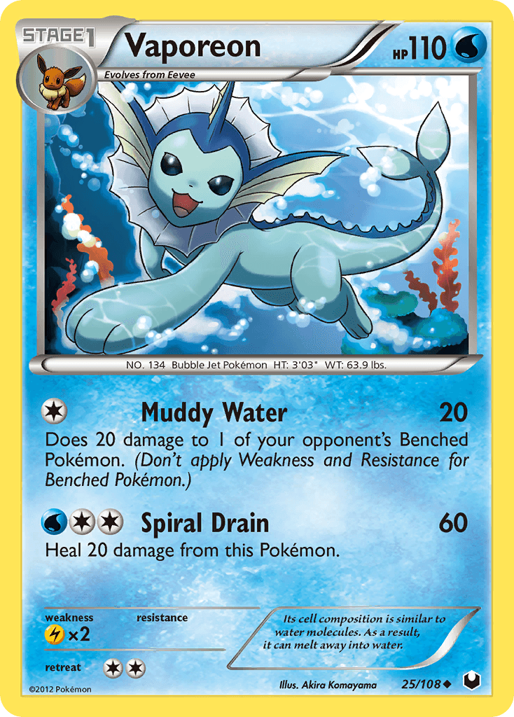 Vaporeon (25/108) [Black & White: Dark Explorers] - Doe's Cards