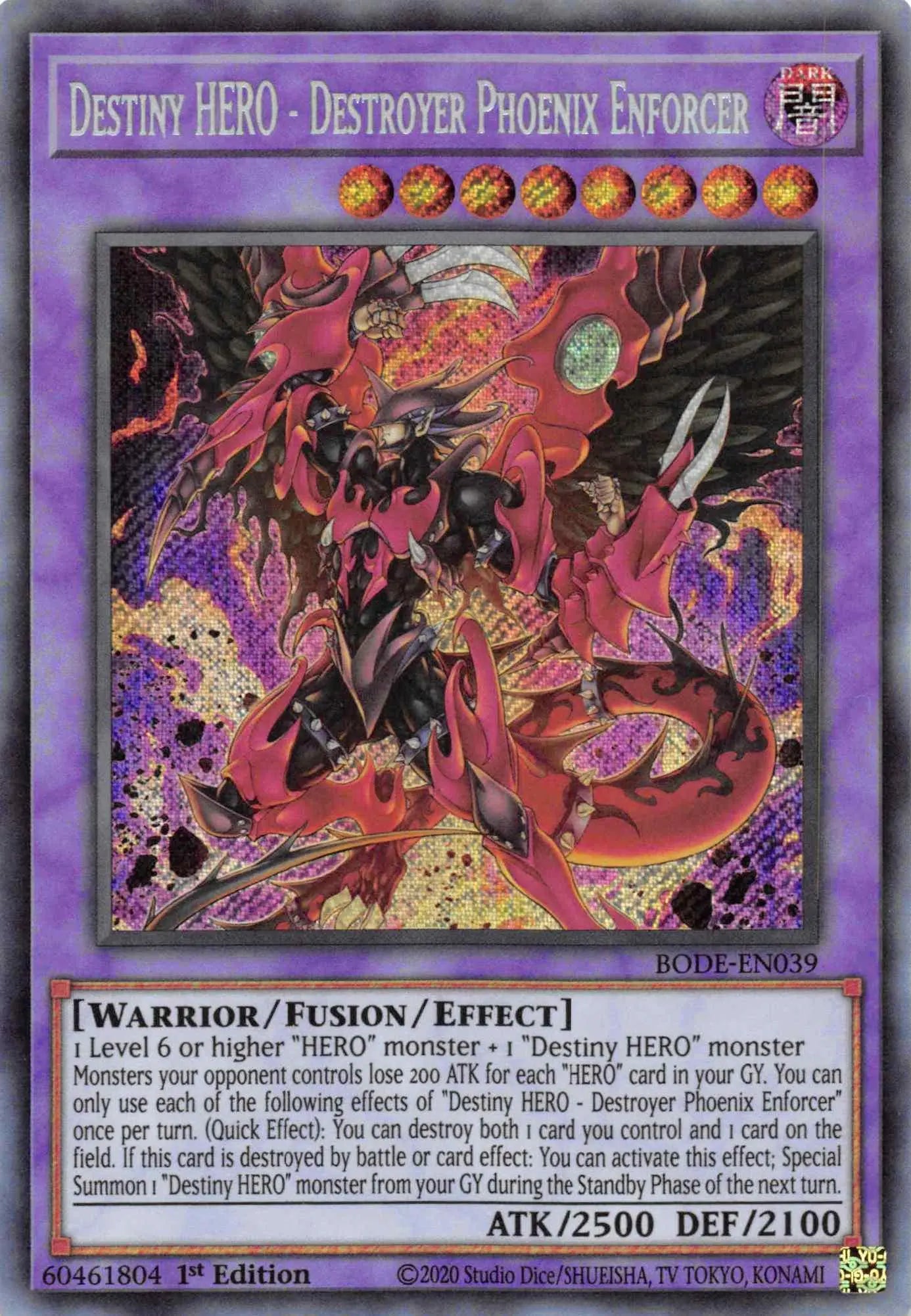 Destiny HERO - Destroyer Phoenix Enforcer [BODE-EN039] Secret Rare - Doe's Cards