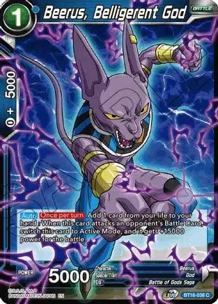 Beerus, Belligerent God (BT16-038) [Realm of the Gods] - Doe's Cards