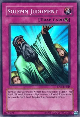 Solemn Judgment [RP01-EN045] Super Rare - Doe's Cards