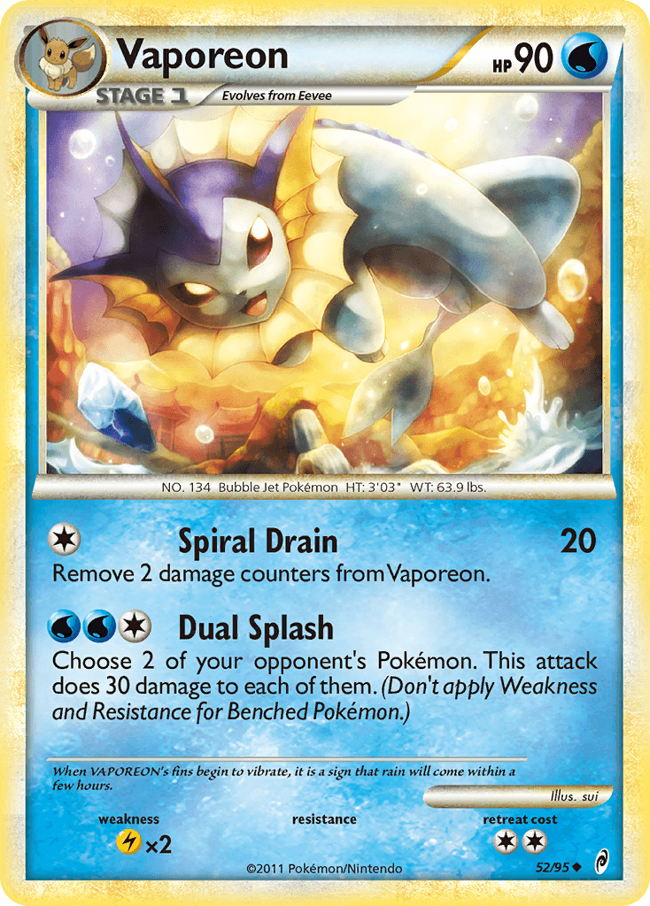 Vaporeon (52/95) [HeartGold & SoulSilver: Call of Legends] - Doe's Cards