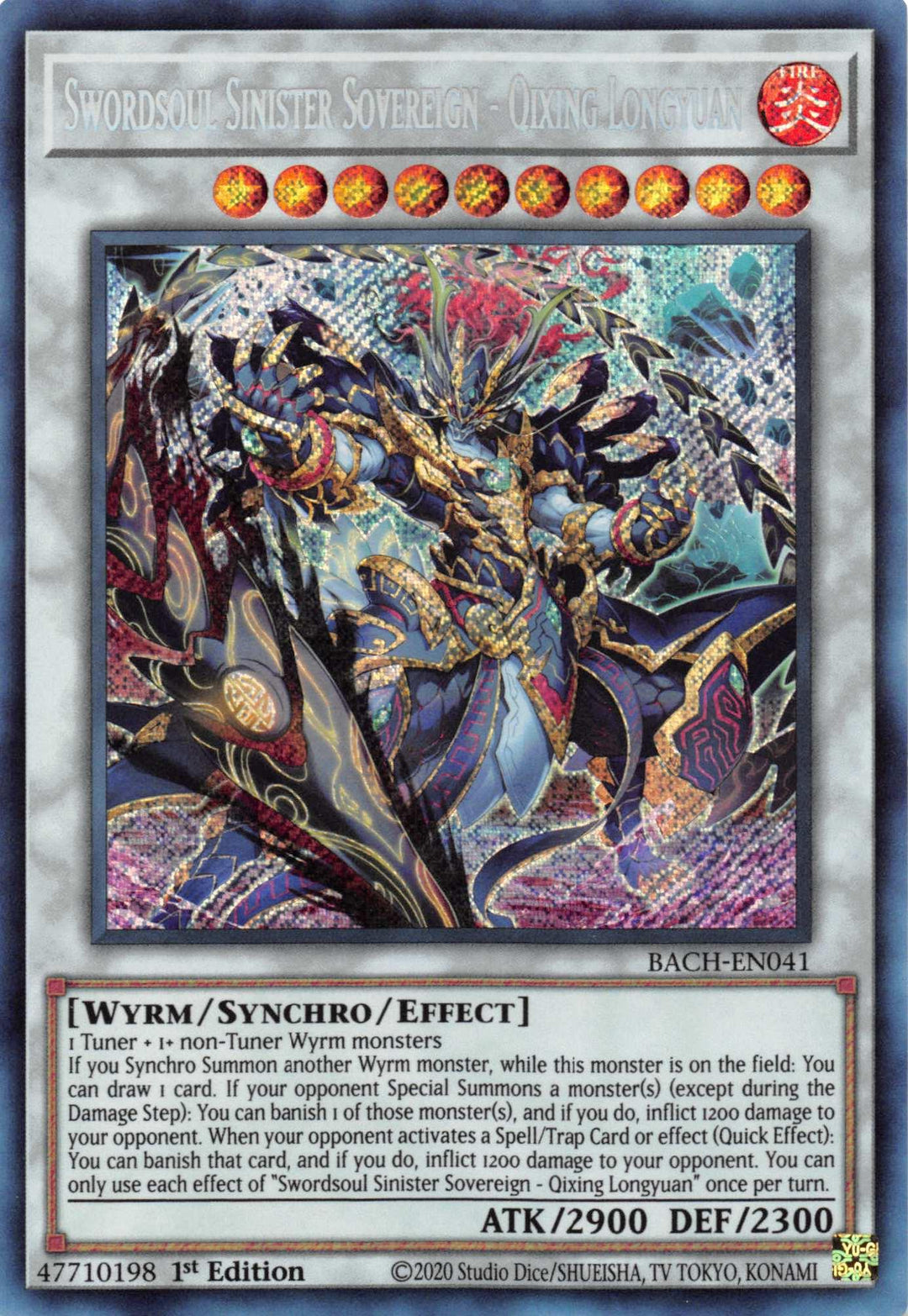 Swordsoul Sinister Sovereign - Qixing Longyuan [BACH-EN041] Secret Rare - Doe's Cards