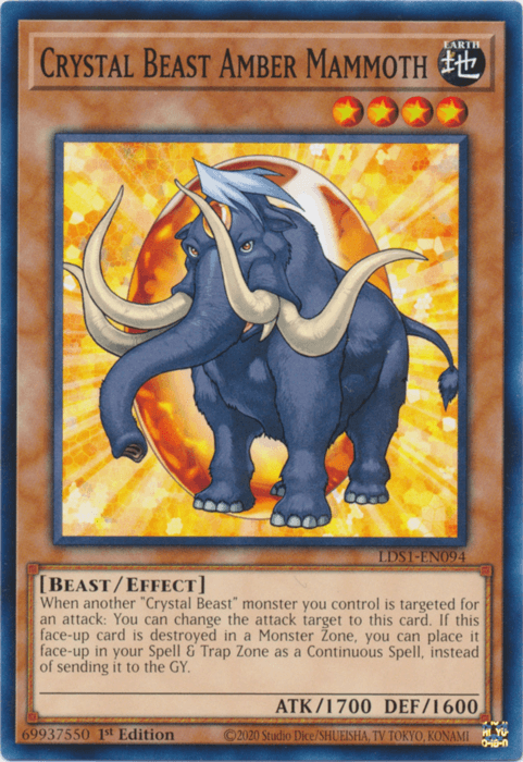 Crystal Beast Amber Mammoth [LDS1-EN094] Common - Doe's Cards