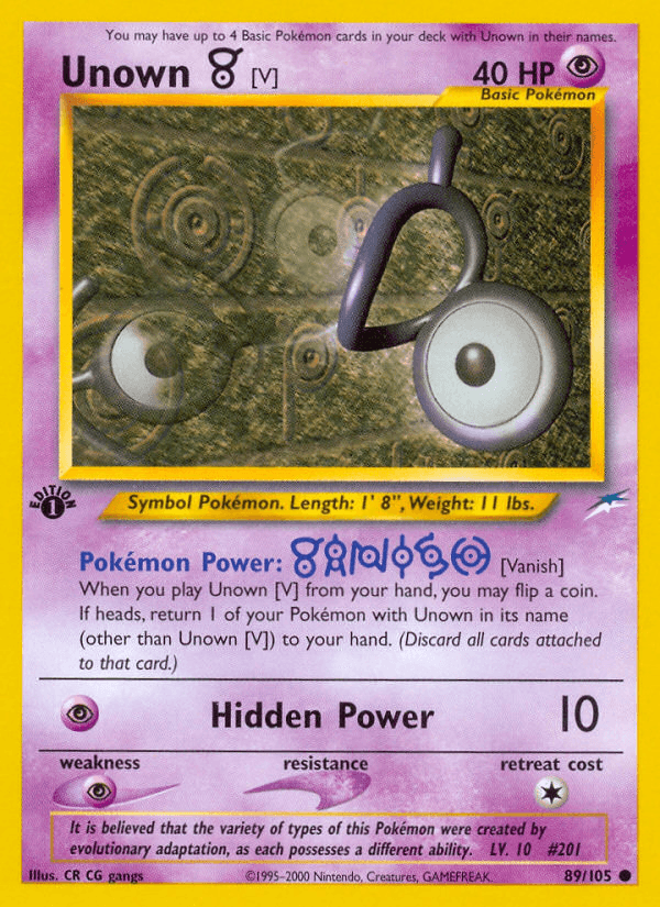 Unown [V] (89/105) [Neo Destiny 1st Edition] - Doe's Cards