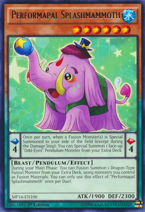 Performapal Splashmammoth [MP16-EN106] Rare - Doe's Cards