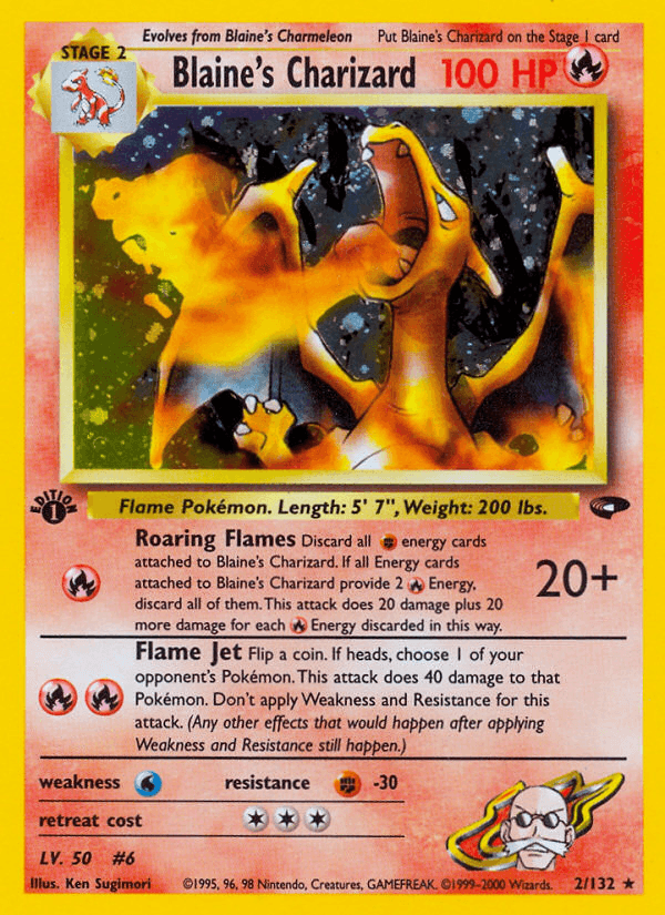 Blaine's Charizard (2/132) [Gym Challenge 1st Edition] - Doe's Cards