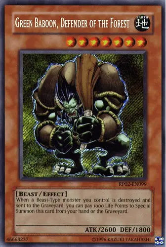 Green Baboon, Defender of the Forest [RP02-EN099] Secret Rare - Doe's Cards