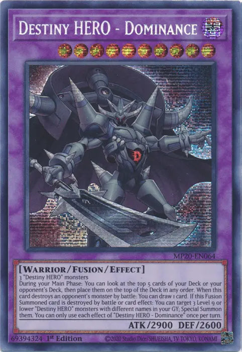 Destiny Hero - Dominance [MP20-EN064] Prismatic Secret Rare - Doe's Cards