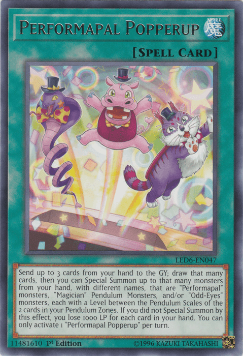 Performapal Popperup [LED6-EN047] Rare - Doe's Cards
