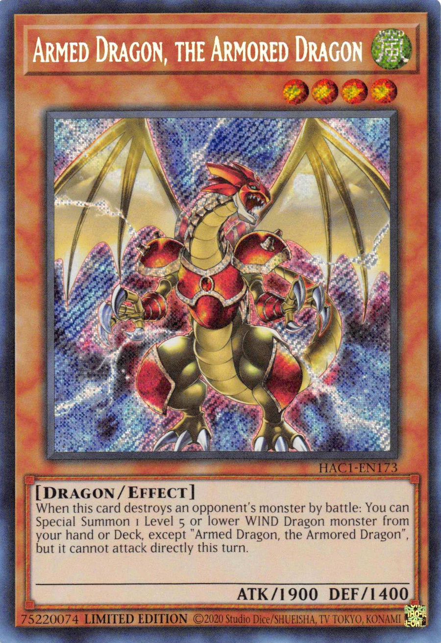 Armed Dragon, the Armored Dragon [HAC1-EN173] Secret Rare - Doe's Cards