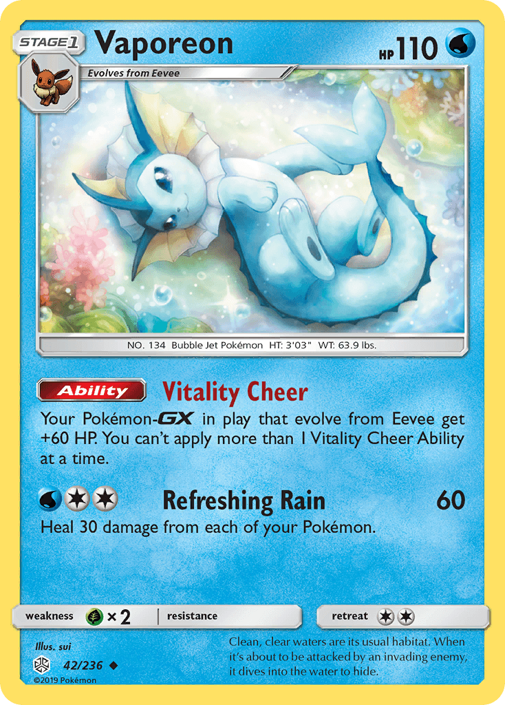 Vaporeon (42/236) [Sun & Moon: Cosmic Eclipse] - Doe's Cards