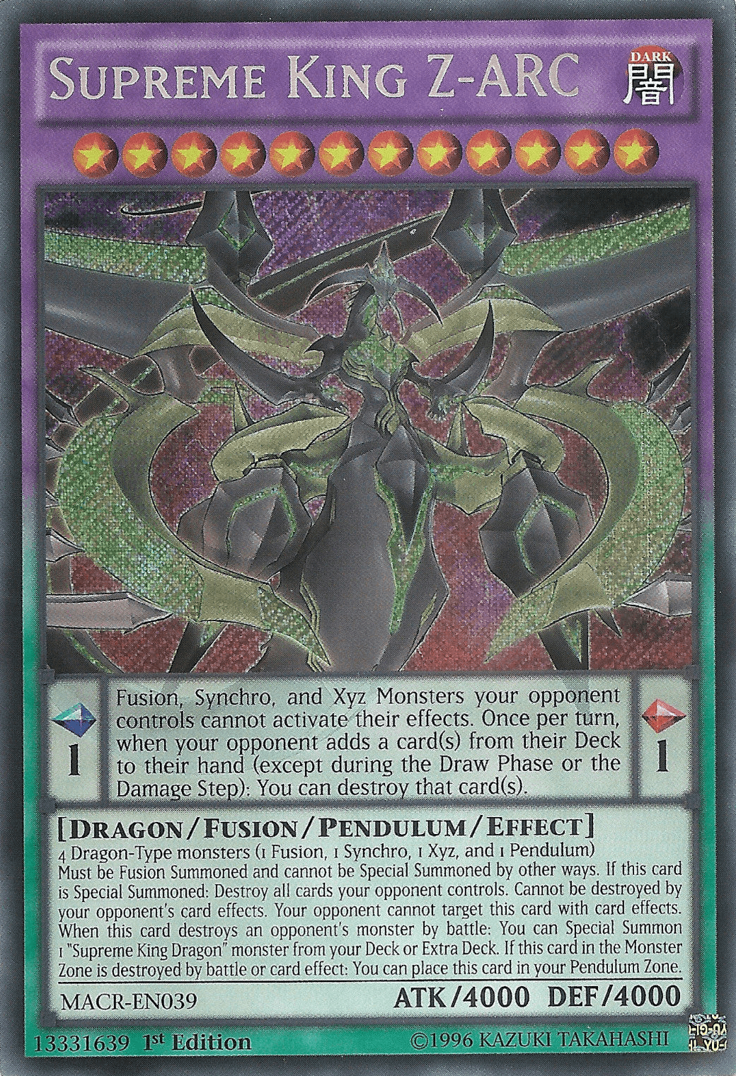 Supreme King Z-ARC [MACR-EN039] Secret Rare - Doe's Cards