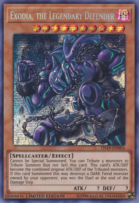 Exodia, the Legendary Defender [TN19-EN003] Prismatic Secret Rare - Doe's Cards