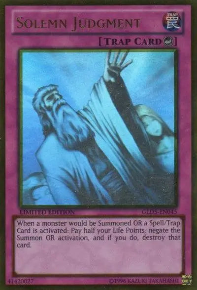 Solemn Judgment [GLD5-EN045] Ghost/Gold Rare - Doe's Cards