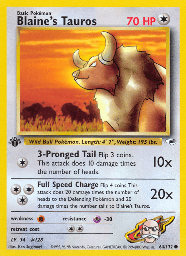 Blaine's Tauros (64/132) [Gym Heroes 1st Edition] - Doe's Cards