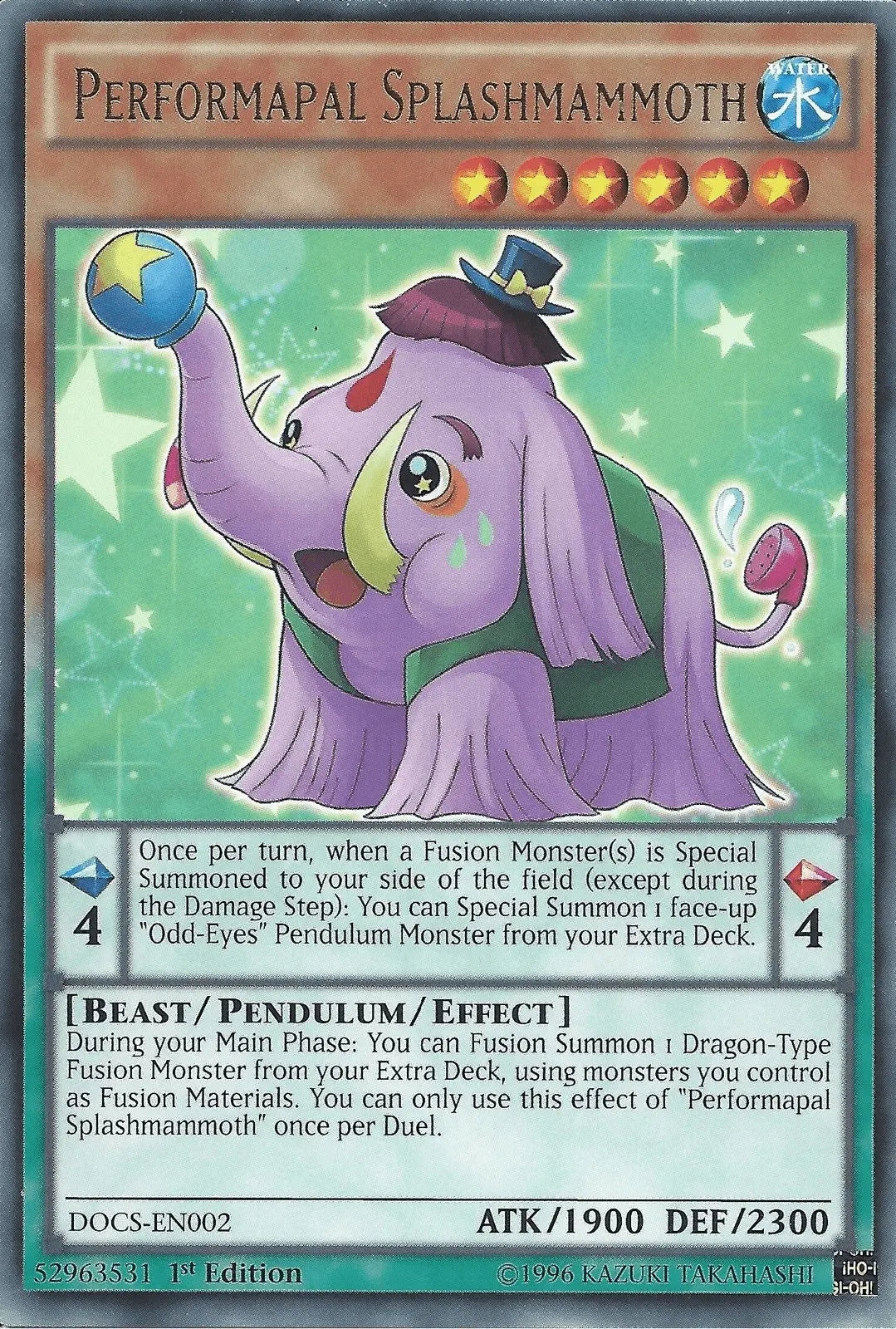 Performapal Splashmammoth [DOCS-EN002] Rare - Doe's Cards