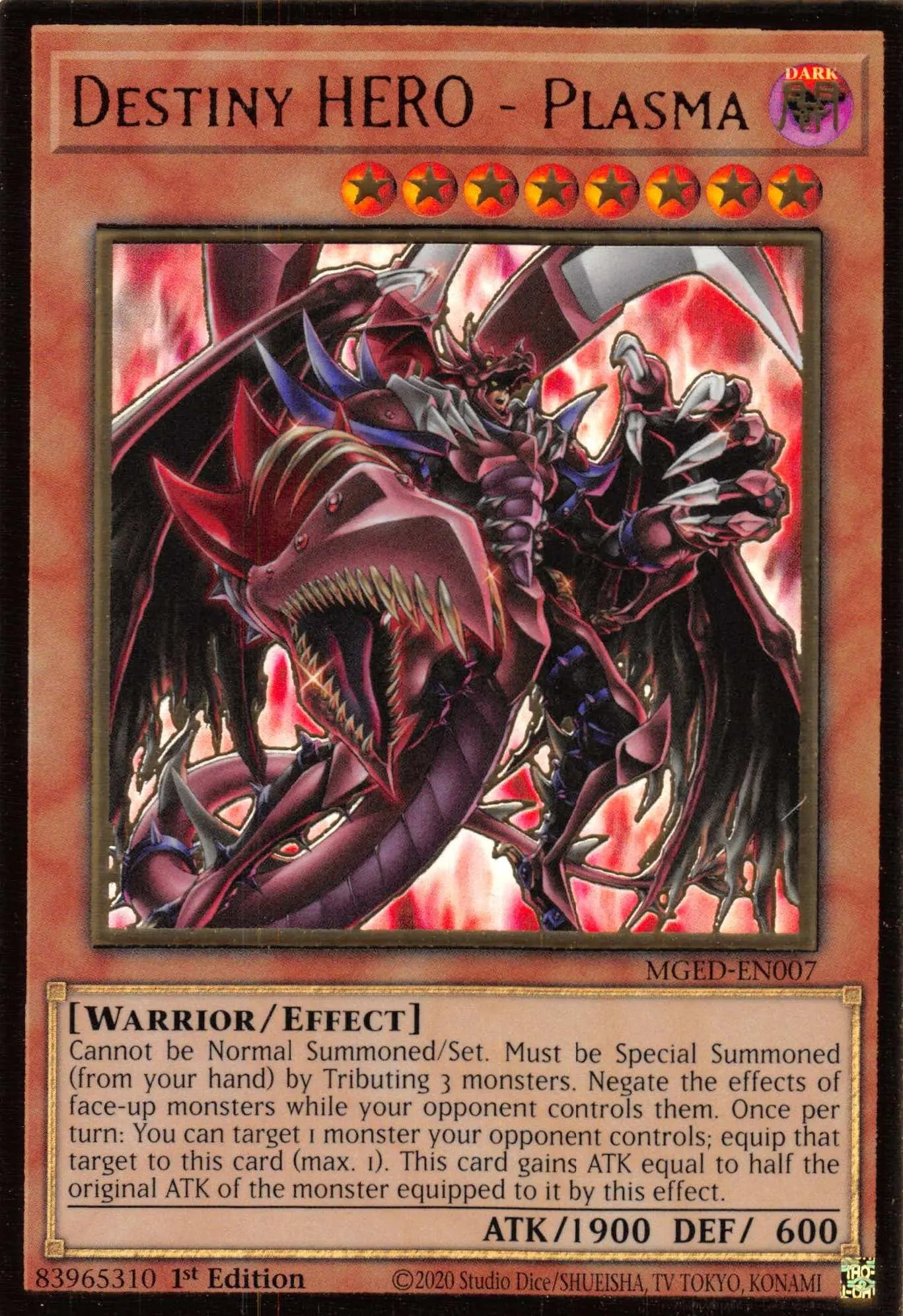 Destiny HERO - Plasma (Alternate Art) [MGED-EN007] Gold Rare - Doe's Cards