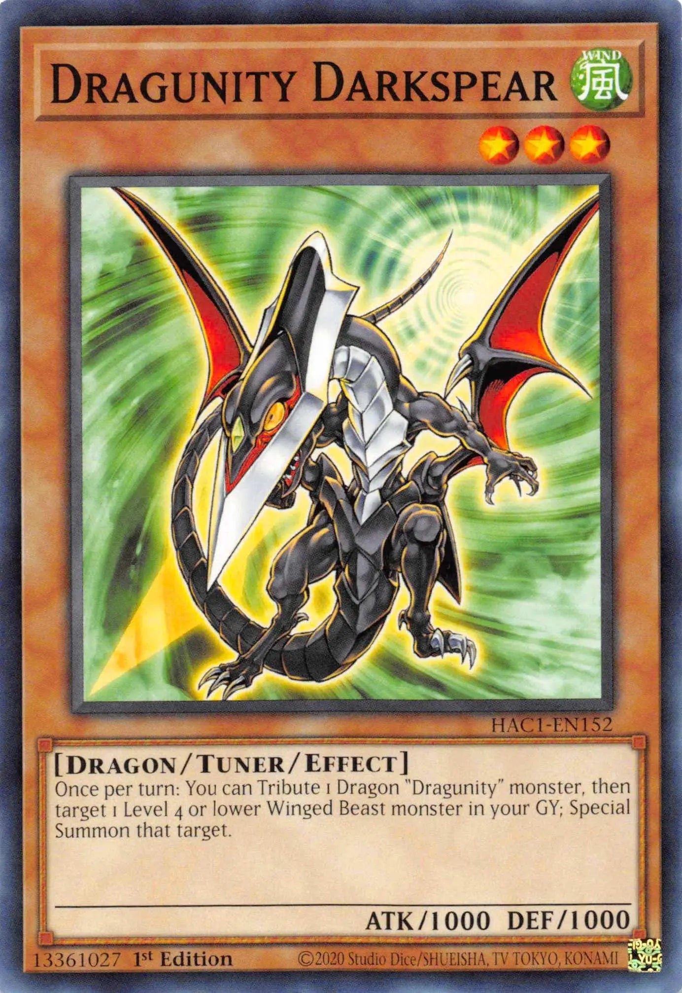 Dragunity Darkspear [HAC1-EN152] Common - Doe's Cards
