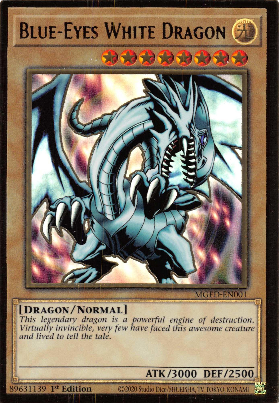 Blue-Eyes White Dragon (Alternate Art) [MGED-EN001] Gold Rare - Doe's Cards