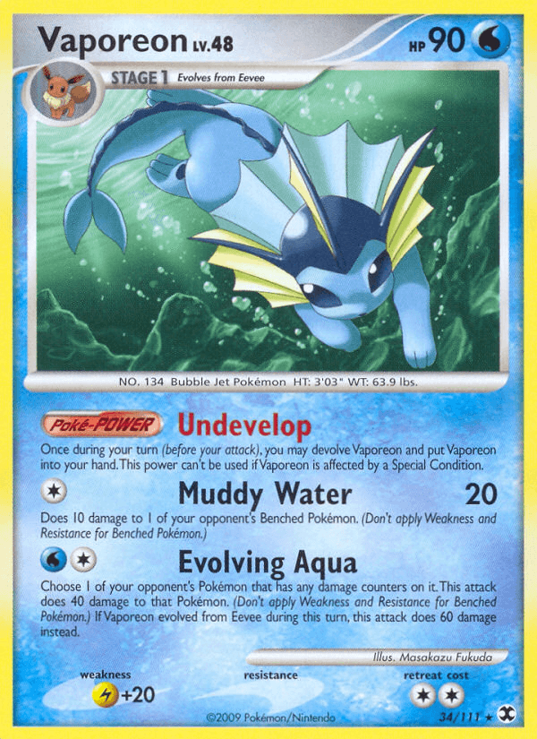 Vaporeon (34/111) [Platinum: Rising Rivals] - Doe's Cards