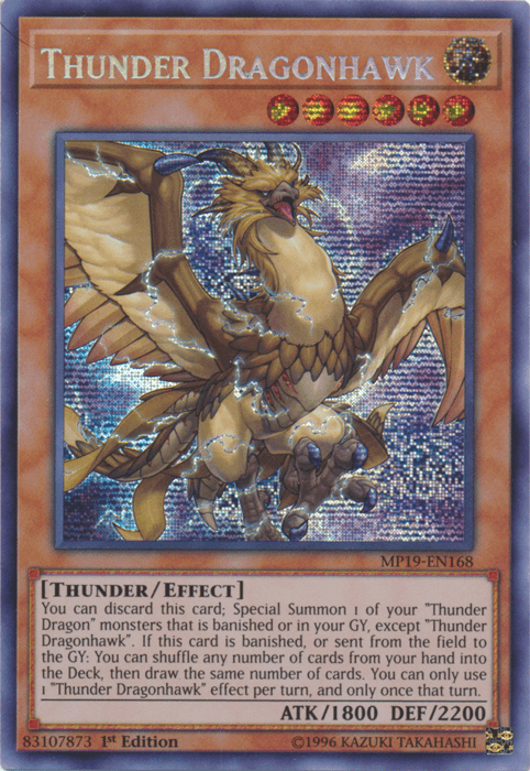 Thunder Dragonhawk [MP19-EN168] Prismatic Secret Rare - Doe's Cards