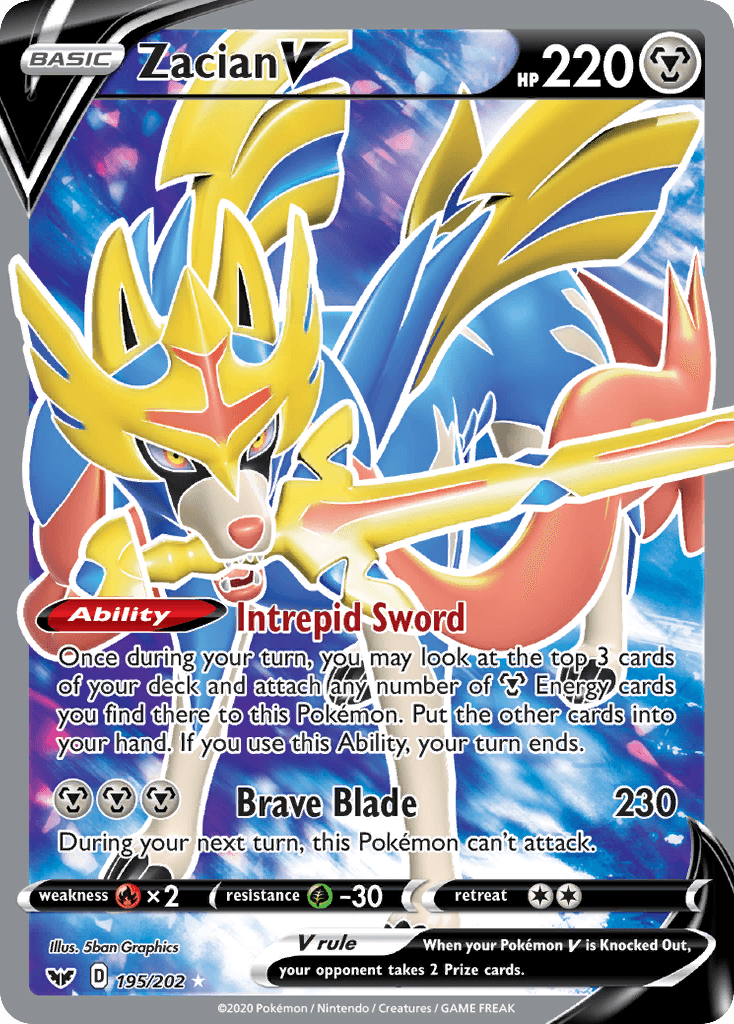 Zacian V (195/202) [Sword & Shield: Base Set] - Doe's Cards