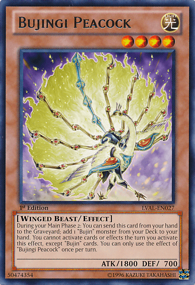 Bujingi Peacock [LVAL-EN027] Rare - Doe's Cards