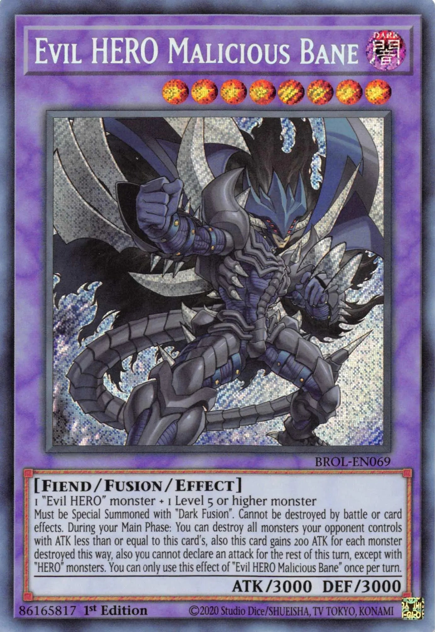 Evil HERO Malicious Bane [BROL-EN069] Secret Rare - Doe's Cards
