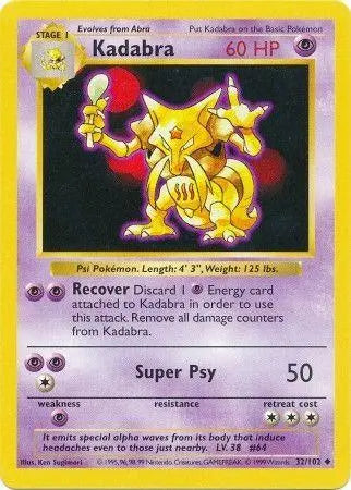 Kadabra (32/102) [Base Set Shadowless Unlimited] - Doe's Cards