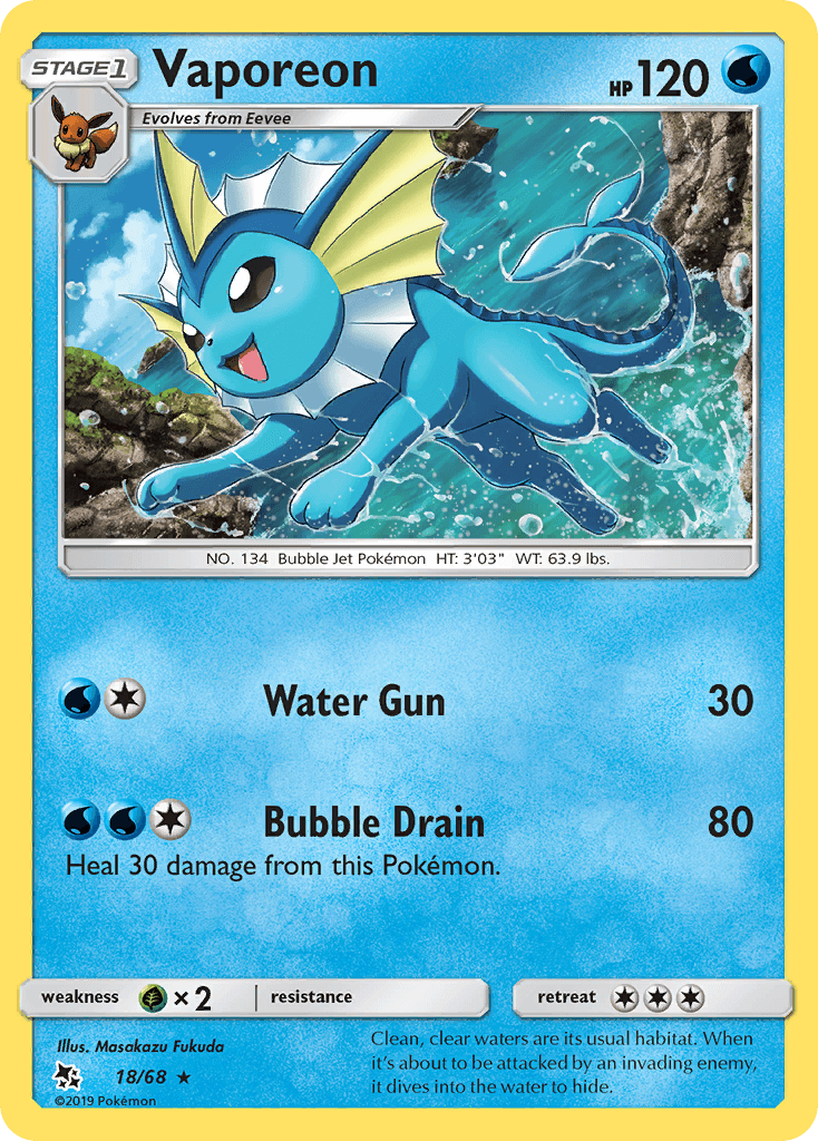 Vaporeon (18/68) [Sun & Moon: Hidden Fates] - Doe's Cards