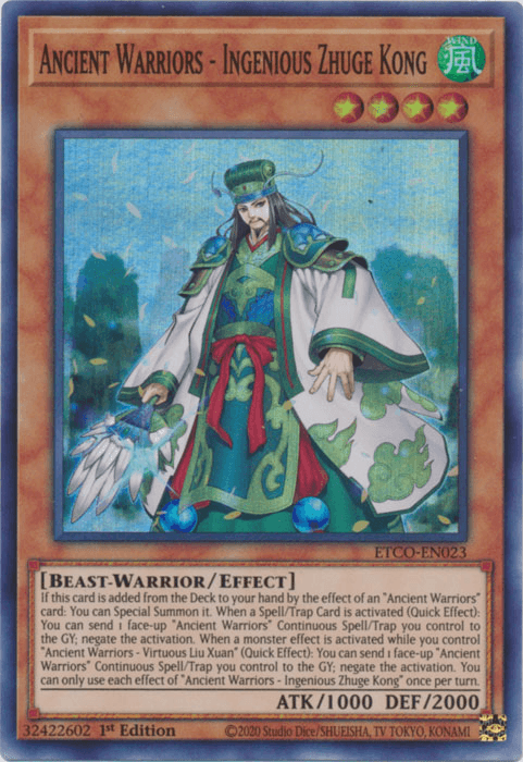 Ancient Warriors - Ingenious Zhuge Kong [ETCO-EN023] Super Rare - Doe's Cards