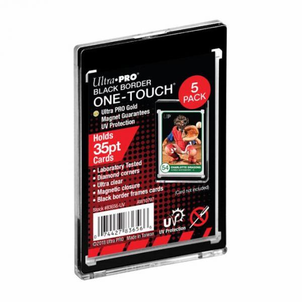 Ultra Pro - 35PT Black Border UV ONE-TOUCH Magnetic Holder - 5 Pack - Doe's Cards