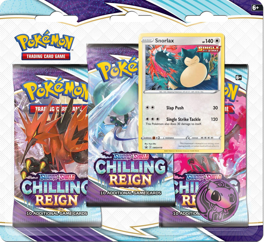 Pokémon - Chilling Reign 3 pack blister -Snorlax ( wave 1 in stock ) - Doe's Cards